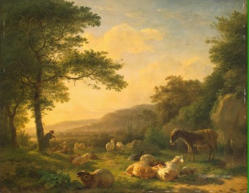 landscape Painting - Ommeganck Balthazar Pau Landscape with a Flock of Sheep